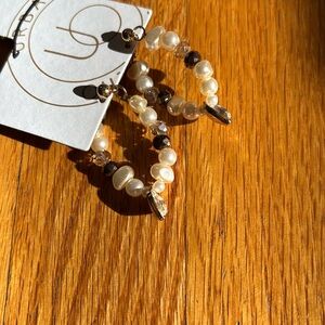 Urban outfitters Pearl beaded with heart hoops